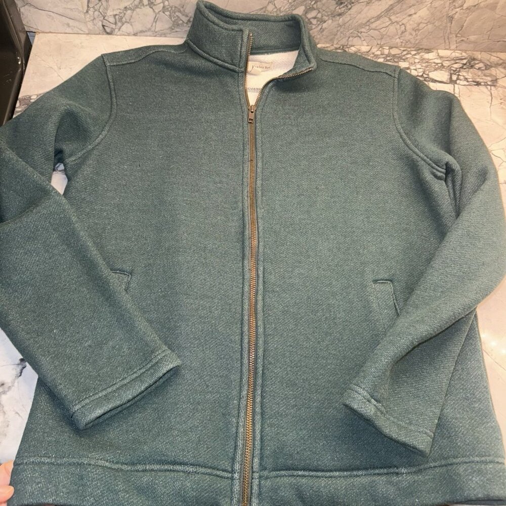 Hawker Rye Men’s Medium Dark Green Knit Zip Up Sweater Jacket
